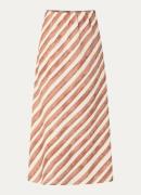 Summum Maxi rok in linnenblend met streepprint
