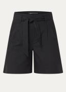 Expresso High waist straight fit korte broek in linnenblend met steekz...