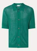 Obey Evan grofgebreide regular fit overhemd met opengewerkt dessin