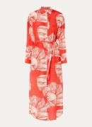 Fabienne Chapot Denis maxi blousejurk met print en strikceintuur