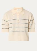 Sandro Fijngebreide crop top in linnenblend met streepprint en polokra...