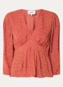 ba&sh Idol top met jacquard dessin en V-hals