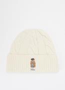 Ralph Lauren Kabelgebreide muts in wolblend met logo