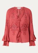 ba&sh Omar tuniek met broderie en trompetmouwen