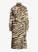 Ralph Lauren Midi blousejurk met zebraprint en strikceintuur