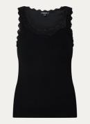 Claudia Sträter Ribgebreide tanktop met details van kant