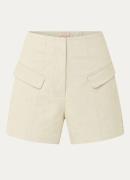 JOSH V Denise high waist straight fit korte broek met klepzakken