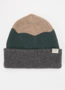 Barts Walnur fijngebreide muts van wol met colourblocking