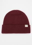 Barts Stonel ribgebreide muts in merino wolblend met logo
