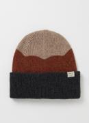 Barts Walnur fijngebreide muts van wol met colourblocking