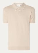 Selected Fijngebreide regular fit polo in katoenblend