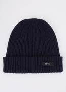 Arte Antwerp Ribgebreide muts in wolblend met logo