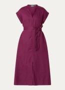 Benetton Midi jurk van linnen met strikceintuur