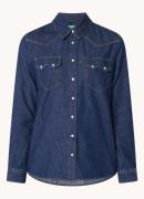 Benetton Blouse van chambray met borstzakken