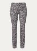 BRAX Mary mid waist slim fit broek met panterprint
