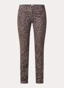 BRAX Shakira mid waist slim fit broek met panterprint