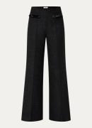 Sandro High waist flared fit broek met tweed-look