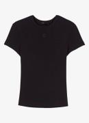 Maje T-shirt met ribstructuur en ronde hals