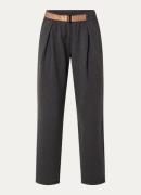 10DAYS Mid waist straight fit broek met ceintuur en gemêleerd dessin