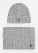 Lyle & Scott Ribgebreide muts en sjaal 180 x 33 cm in giftbox