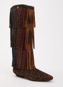 Kurt Geiger Cowboylaars van suède met strass en panterprint