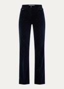 Gerard Darel Anna high waist flared broek van corduroy met logoprint
