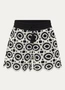 Summum High waist straight fit korte broek met broderie