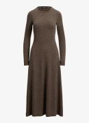 Ralph Lauren Fijngebreide midi jurk van wol met ronde hals