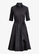 Ralph Lauren Midi blousejurk in katoenblend met strikceintuur
