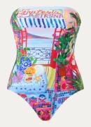 Seafolly Bandeau badpak met print en uitneembare vulling