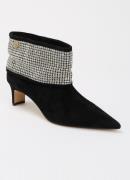 Kurt Geiger Fold Over enkellaarsje van suède met strass