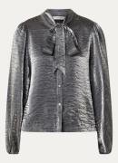 Summum Blouse met sjaalkraag en metallic finish