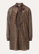 Dante 6 Leigh mini jurk met panterprint en sjaalkraag