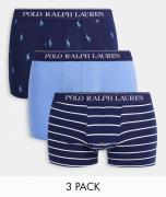 Polo Ralph Lauren 3 pack trunks with text logo waistband in navy all o...