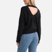 Pull en maille poilue, col rond