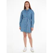 Robe chemise en jean, lien à nouer à la taille