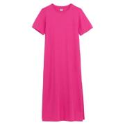 Robe t-shirt, longue, col rond, manches courtes