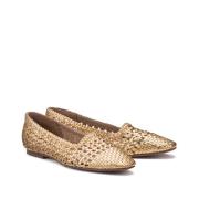 Ballerines en cuir tressé, talon plat