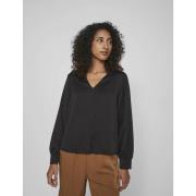 Blouse satinée, col V, manches longues