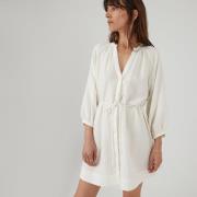 Robe courte boutonnée, manches 3/4, gaze de coton