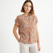 Blouse col rond, imprimé floral, manches courtes