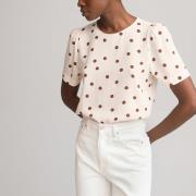 Blouse col rond, imprimé à pois