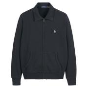 Sweat zippé en loopback terry logo brodé