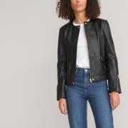 Blouson sans col en cuir