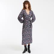 Robe droite imprimé floral, longueur midi, 3/4