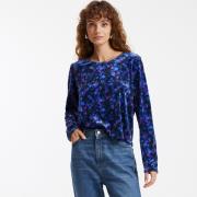 Blouse col rond imprimé floral, manches longues