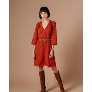 Robe courte Lena, ceinture col V manche 3/4