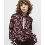 Blouse col v imprimé cachemire, manches longues