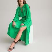 Robe maxi longue, détails smocks