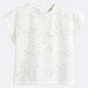 T-shirt col rond jacquard fleurs